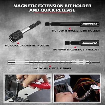 232-Piece Ultimate Screwdriver Bit Set, Cr-V Impact Driver Bit Set Includes Security Bits,Nut Driver, Ratchet Wrench and Bits Holder - style: 232 PCS Impact Ready Set