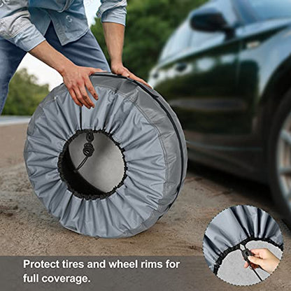 Explore Land Tire Cover with Handle - Seasonal Spare Tire Bag, Heavy Duty Winter Wheel Storage Tote Against Dust and Scratches, 4 Pack (Fits Diameters 23''-25.75'', Charcoal) - size: S (Fits Tire Diameters 23''-25.75''), style: Tire Storage Bag-Charcoal