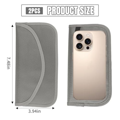 2PCS Faraday Bag for Phones and Car Keys, Keyless Entry RFID Signal Blocking Bag Key Fob Protector, Anti-Theft Faraday Pouch for Cell Phone Privacy Protection, Signal Shielding (Silver) - color: Silver