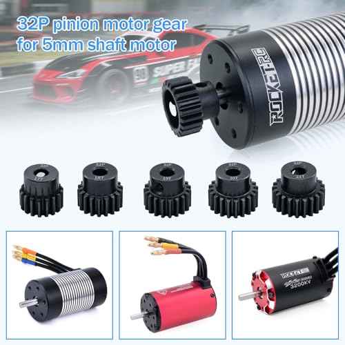 32P Metal Steel Gear Set 5mm Hole 17T 18T 19T 20T 21T Gear with Hex Key Screwdriver Hardened Pinion Gear for 1/8 1/10 RC Car - size: 17T 18T 19T 20T 21T