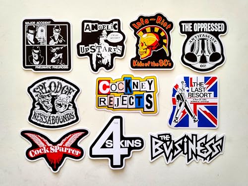 Oi ! Street Punk Sticker Pack (10 Stickers) Set 1 splodge Cock 4 Sparrer Skins Cockney Last Rejects Resort Business Major infa Skin Accident riot Oppressed Head bootboy ska Vinyl Decal