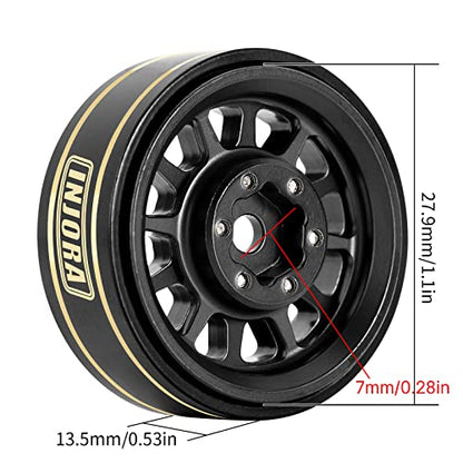 INJORA 42g 1.0 Plus Brass -3.75mm Offset Wheel for 1/24 1/18 RC (Black) - color: Black
