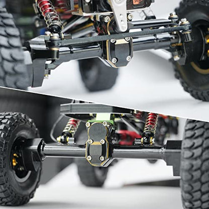 OGRC Brass complete Portal Axle Upgrades front Axle Built-in 13T Overdrive Worm Gear Heavy Duty Portal Axle for Axial SCX24 Deadbolt/ C10/JLU/Gladiator/Bronco Crawler Car