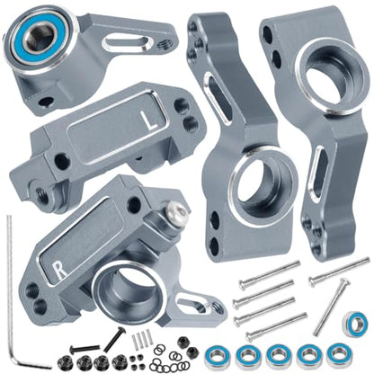 Aluminum Steering Blocks,C-Hubs Caster Block,Rear Stub Axle Carriers w/Bearings Upgrades Part for 1/10 Slash 2WD (VXL)/Rustler 2WD (VXL)/Stampede 2WD (VXL)/Bandit 2WD (VXL),Titanium - color: Titanium - (Steering Blocks)
