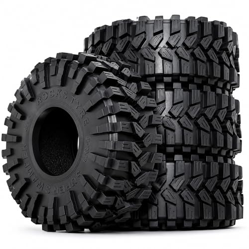 REDSPIDER 1.9" RC Crawler Tires, High-Grip Rubber Replacement Tires OD 120MM for 1/10 RC Crawler SCX10, TRX4, D90, Redcat Gen8, Off-Road Mud Terrain Tires (Set of 4)