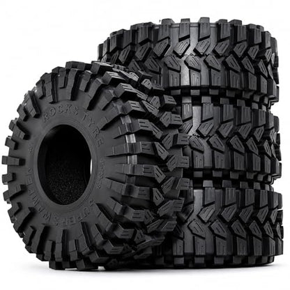 REDSPIDER 1.9" RC Crawler Tires, High-Grip Rubber Replacement Tires OD 120MM for 1/10 RC Crawler SCX10, TRX4, D90, Redcat Gen8, Off-Road Mud Terrain Tires (Set of 4)