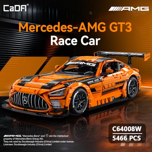 CaDA Master C64008W Mercedes-AMG GT3 Building Set,1:8 Scale – 5466 PCS Officially Licensed Supercar Model, Large Race Car Building Blocks Kit for Adults & Teens