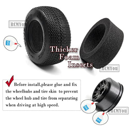 12mm/14mm Hex Rc Truck Tires,RC Wheels Tires for 1/10 Slash 2WD 4×4,Axia1/Arrm a Senton/Re dcat Rc 4wd,Hex Detachable Replacement Running on Off-Road Tire,on-Road Tires,4-Pack,Black