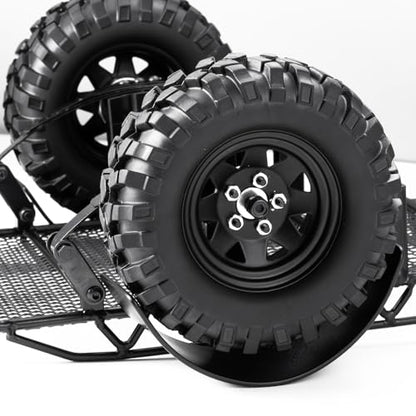 RC Trailer for Hauling Behind Cars Flatbed Trailer with Wheels Tires & Hook Hitch RC Crawler Accessories for 1/24 RC Crawler Axial SCX24 AX24 FCX24 Upgrades Parts