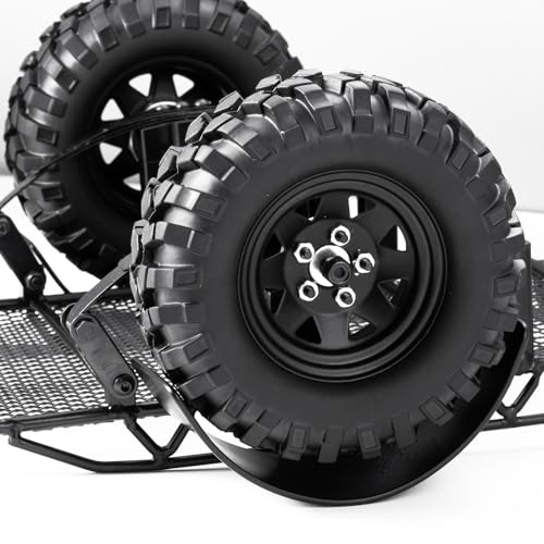 RC Trailer for Hauling Behind Cars Flatbed Trailer with Wheels Tires & Hook Hitch RC Crawler Accessories for 1/24 RC Crawler Axial SCX24 AX24 FCX24 Upgrades Parts