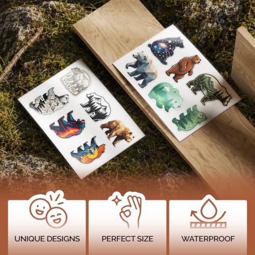 Premium 200 Pcs Funny Grizzly Bear Stickers - 200 Unique Designs | Waterproof Vinyl Grizzly Bear Sticker for Water Bottles, Laptops, Phone Cases, Scrapbooks, Journals, Skateboards, Bear Lovers - color: Funny Grizzly Bear Stickers, size: 200 Pcs