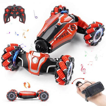 RC Stunt Car, 2.4 GHz 4WD Drive Remote Controlled Gesture Sensor Toy Car, Hand Remote Control car with 360° Flipping Light and Music, Toys for