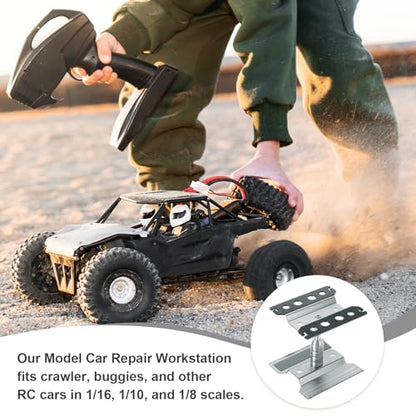 MECCANIXITY 1 Set RC Car Work Stand Lift Lower Aluminum Repair Workstation 360 Degree Rotation with Silver Screw Tray and Screw Box for 1/8 1/10 1/16 Scale RC Car Crawler Truck Vehicle (Gray) - color: Gray