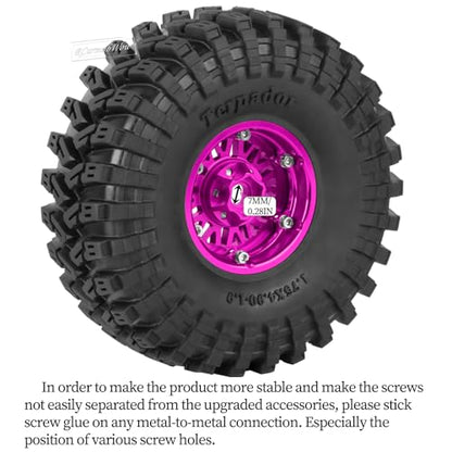 RC 1.9" Beadlock Wheel 1.9 Beadlock Tire for 1/10 SCX10 90046 AX103007 SCX10 II III TRX4 6 Gen7 8 RC Crawler,Alloy 1.9 rc Wheels and Tires Rubber Tires 1.9 Rims w/Wheels Ring,Pink - color: Pink(4pcs)