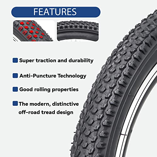 Hycline Mountain Bike Tire: 20/24/26/27.5-inch Folding Replacement High-Performance Wear-Resistant Bicycle Tires for MTB Off-Road Bike - size: 20x2.125 30TPI, style: Qty 2 Tires