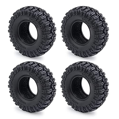 RCHUBAM 4PCS 1.0" Crawler Tires Micro Rubber Tires for 1/18 TRX4M Axial 1/24 SCX24 Deadbolt RC Crawler Car (A-58mm) - color: A-58mm