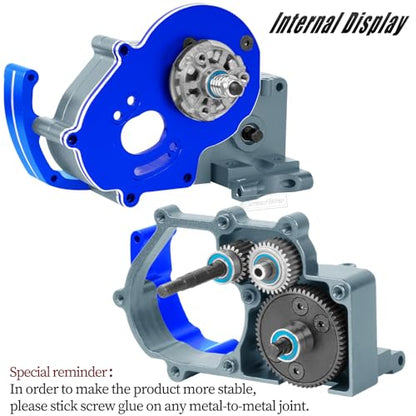 RC Transmission Complete Upgrades Part for 1/10 Slash 2WD(VXL),Rustler 2WD(VXL),Stampede 2WD(VXL),Bandit 2WD(VXL),Alloy Aluminum Gearbox,Replace #3695,Navy Blue &Titanium - color: Navy Blue&titanium(1set)