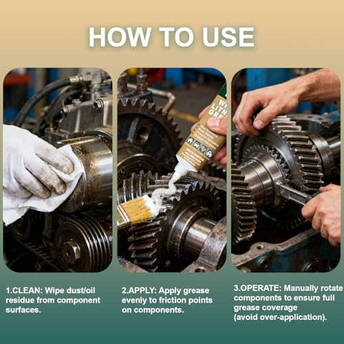BTAS White Lithium Grease for Car Door,Bearings & Gears Lubricant Grease,Garage Door Tracks Hinges and Sliding Mechanisms, Highly Versatile for Automotive, Marine, Industrial and Home use NLGI 2 1 oz - size: 1 oz