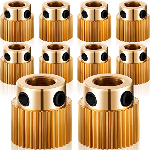 Mudder 10 Pcs 40 Teeth Brass Extruder Wheel 3D Printer Parts Drive Gear Extruder Wheel Compatible with Ender 3/3 Pro, Ender 5/5 Pro/5 Plus, Cr-10, Cr-10s, S4, S5