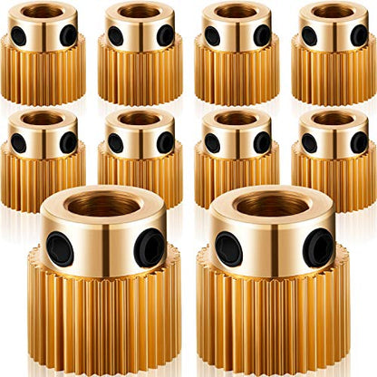 Mudder 10 Pcs 40 Teeth Brass Extruder Wheel 3D Printer Parts Drive Gear Extruder Wheel Compatible with Ender 3/3 Pro, Ender 5/5 Pro/5 Plus, Cr-10, Cr-10s, S4, S5