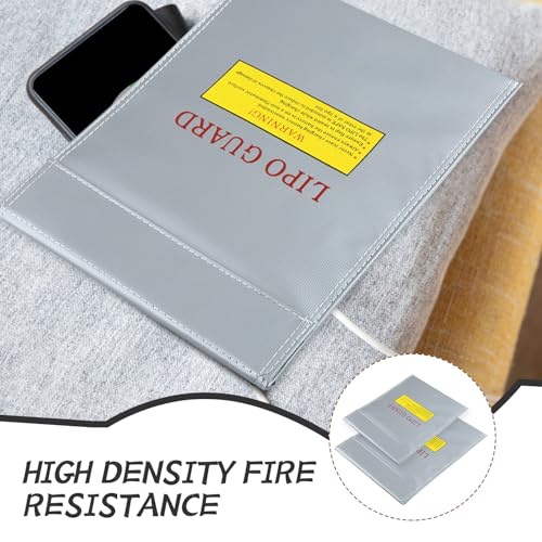 2pcs Lipo Battery Storage Bag - Fireproof and Explosion-Proof Lithium Battery Pouch - Fire-Resistant Pouch for Safe Charging Small Electronics Protection - color: Silver