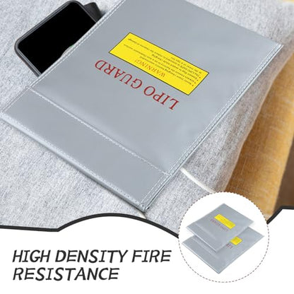 2pcs Lipo Battery Storage Bag - Fireproof and Explosion-Proof Lithium Battery Pouch - Fire-Resistant Pouch for Safe Charging Small Electronics Protection - color: Silver
