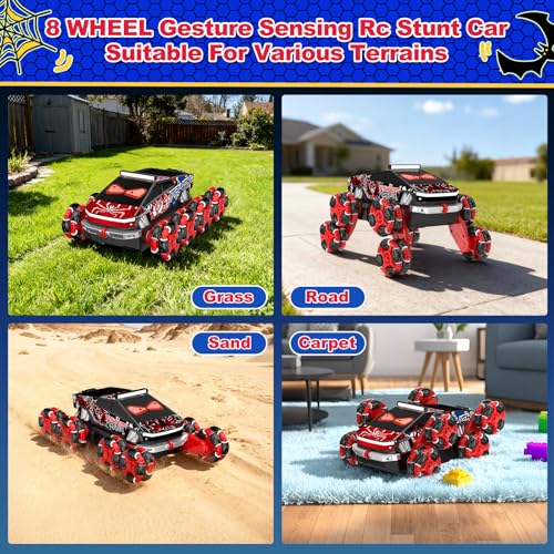 8 Wheels Gesture Sensing RC Stunt Car, Remote Control Car Toy for Boys 6+ | 2.4GHz Climbing RC Car with Spray, Lights & Music, 360 Rotating, Christmas Birthday Gifts for Boys Girls Age 6 7 8 9 10 11 12