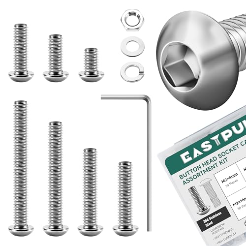 800Pcs M2 Screw Assortment Bolts and Nuts Kit, M2 Button Head Socket Cap Screws and Nuts with Washers, Metric Machine Screw Assortment Kit, Small Assorted Bolts Nuts and Washers Kit - color: (Silver) Button Head, size: 800Pcs M2-0.4