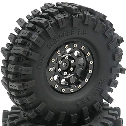 1.9 Beadlock wheels and tires 120mm Tall Soft Sticky 1.9 Mud Slingers T8 Tires & Aluminum Rims For RC 1/10 Crawler TRX4 SCX10 Gen8 Upgardes,HS700571