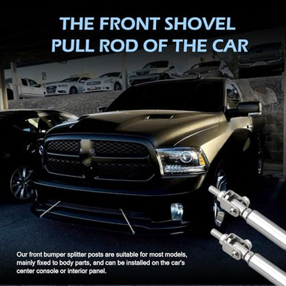 2 PCS Car Bumper Splitter Strut Rods, Adjustable 7.87" - 9.84" Automotive Splitter Strut Rods, Aluminum Alloy Bumper Lip Reinforcement Accessories, Universal for Most Cars (Silver) - color: Silver