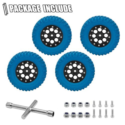 GOUPRC 1.3" Wheel Tires Set, Aluminum Beadlock Rim Swamp Claw Mud Terrain Rock Tread Pattern Tires for SCX24 TRX4M 1/18 1/24 Upgrade RC Crawler Truck Car - style: Rock Pattern Black