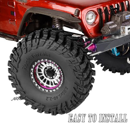 Alloy 2.2 Wheel Tires for 1/10 TRX4 TRX6 SCX10 SCX10 II SCX10 III SCX10 Pro Gen7/8 D90 VS4-10 MST CFX RC Crawler Car,RC 2.2 Beadlock Wheel Off Road Buggy Rally RC Truck Tires,Silver - color: Silver - (Alloy 2.2 Tires)