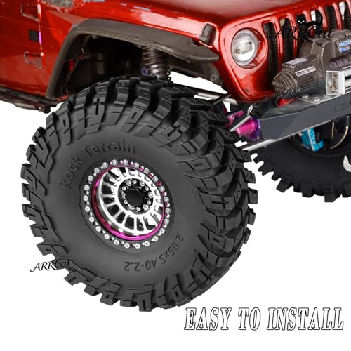 Alloy 2.2 Wheel Tires for 1/10 TRX4 TRX6 SCX10 SCX10 II SCX10 III SCX10 Pro Gen7/8 D90 VS4-10 MST CFX RC Crawler Car,RC 2.2 Beadlock Wheel Off Road Buggy Rally RC Truck Tires,Silver - color: Silver - (Alloy 2.2 Tires)