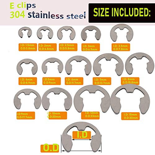 CO-RODE 440pcs Stainless Steel E Clips Circlip Ring External Retaining Ring Assortment Kit