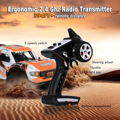 GoolRC 1:14 Scale Brushless RC Trucks, 2.4G 4WD High Speed 70 KMH Fast RC Cars, All Terrain Electric Off-Road Remote Control Truck with 3 Batteries, Hobby RC Car Gifts for Adults - size: 3 battery