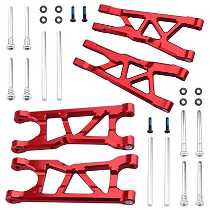 Hobbypark Aluminum Suspension Arms Set (Front & Rear) Upgrades Parts for Arrma Typhon 3s BLX Big Rock, Replacement of AR330543 AR330540 (Red) - color: Red