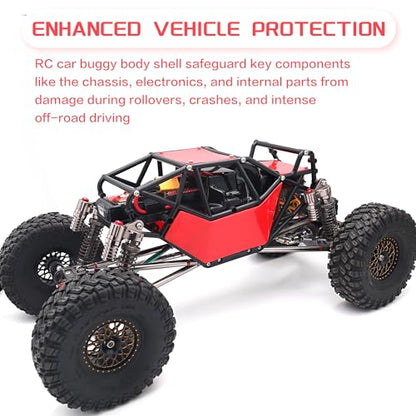 Nylon Rock Buggy Roll Cage Body Shell Chassis Kit for SCX10 ll 90046(Red) | Roll Cage Rock Buggy Body Shell,1/10 RC Crawler Upgrade Parts,High-strength,Easy Assembled - color: Red