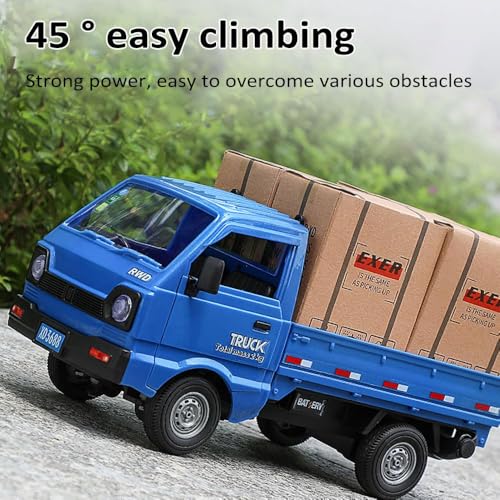 GoolRC Remote Control Car Kei Truck, 1:16 Scale RC Transport Pickup Truck with Spray and Light, 2.4GHz All Terrain RC Cars for Teens and Adults Christmas or Birthday Gift (White) - color: White
