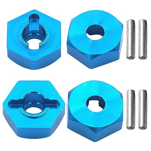 4PCS Vgoohobby Aluminum 12mm Wheel Hex Hubs Mount Adapter with 2x10 mm Pins Compatible with 1/10 RC Car Truck Truggy Buggy,Blue