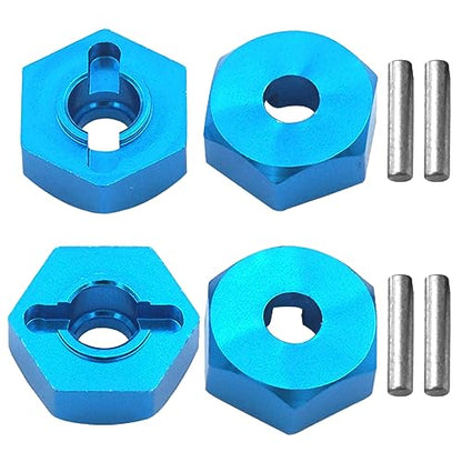4PCS Vgoohobby Aluminum 12mm Wheel Hex Hubs Mount Adapter with 2x10 mm Pins Compatible with 1/10 RC Car Truck Truggy Buggy,Blue