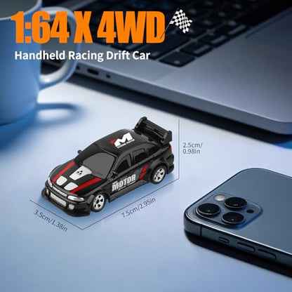 Desktop Drift Car,1:64 Remote Control Car, RC Cars with LED Lights | Mini RC Drift Car for Race, for Boys Kids Adults - color: Black