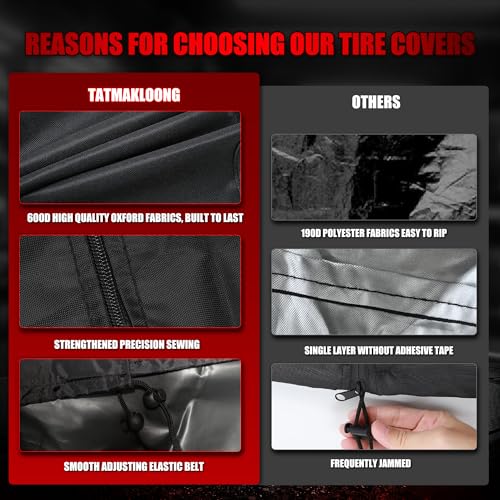 Tire Covers for Storage, 600D Waterproof Holds 4 Tires 32 Inch Diameter | Heavy Duty with Reflective Strips Zipper Drawstring Lock, Universal Truck RV Trailer, All Season Outdoor - size: 600D 33 inch Diameter x 47inch H