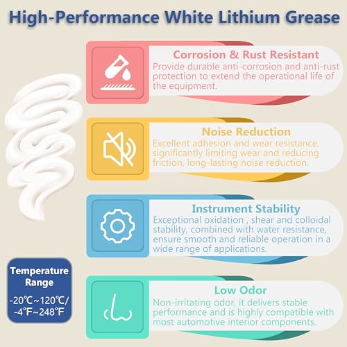 White Lithium Grease 3.53oz Automotive Lubricant 100g Multi-Purpose Car Door Hinge Handle Seat Slide Sunroof Sliding Door Track Rail Gear Prevent Rust Corrosion Lube for Garage Industrial 2pcs - size: 50 grams (2-Pack)