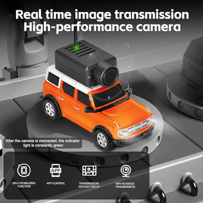 Wltoys 1:64 FPV RC Drift Car, 720P WiFi APP, 2.4GHz Gyro, Orange | HD Zero‑lag Camera, 3 Speeds & Suspension. Dual LED Lights. Smooth on Carpets/Tiles. APP Photo/Video/VR for Hobbyists - color: Orange