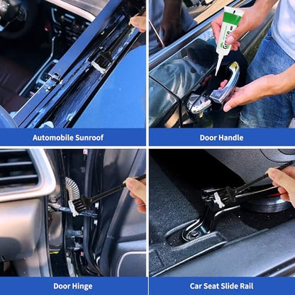 Automobile Sunroof Grease 3.53 oz | Grease for Car Sunroof, Hinge, Seat Slide - Lubricates & Reduces Noise, Includes Cloth, Applicator & Brush