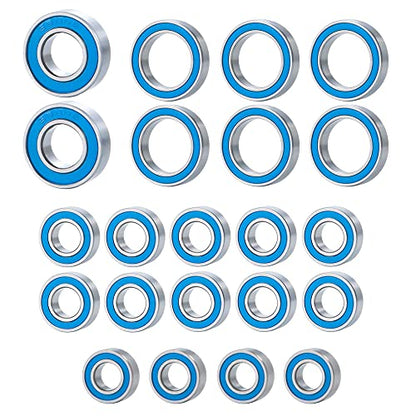 22PCS Blue Ball Bearing Rubber Sealed Bearing Kit | For 1/10 Axial SCX10 90027, RC Crawler Car