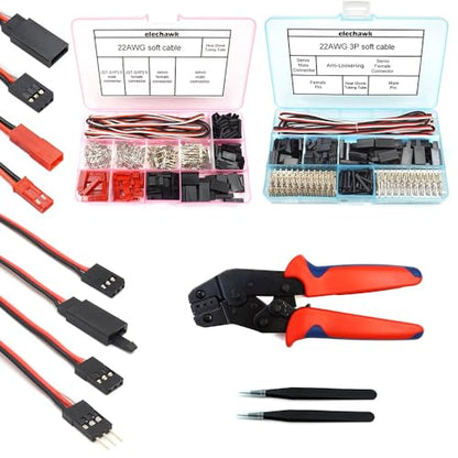 70 Sets Servo Connector Male Female Plug Crimp Pin Cable with Crimping Tool Kit Compatible with Futaba JR Hitec Spektrum RC Connectors