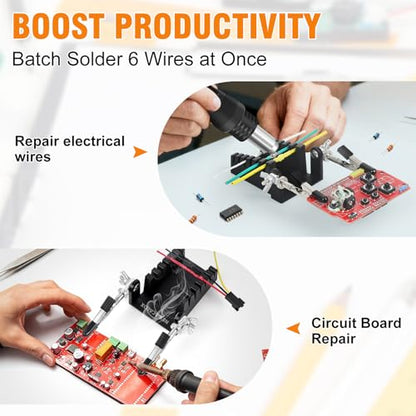 Upgraded Soldering Helping Hands Tool - All-Metal Solidly Wire Holder & Mini PCB Clamp Stand with 2 Adjustable Arms - Heat Resistant Holder for Electronics Repair, RC Splicing (32-12 AWG)