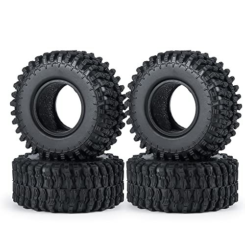 4PCS 1.0" Crawler Tires Rubber Wheel Tires for 1/24 Axial SCX24 90081 AXI00001 AXI00002 AXI00005 AXI00006 RC Crawler Car (54mm) - size: 54mm