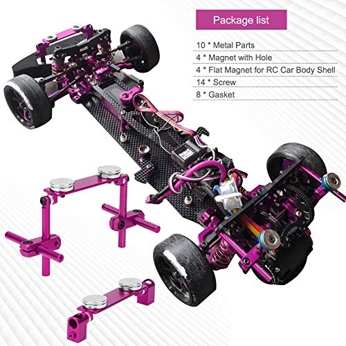 Tbest RC Car Body Mount Kit, Aluminum Magnetic Invisible Body Shell Mount Kit for HSP 1/10 RC Racing Car()